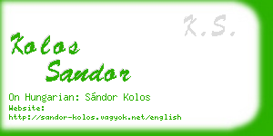 kolos sandor business card